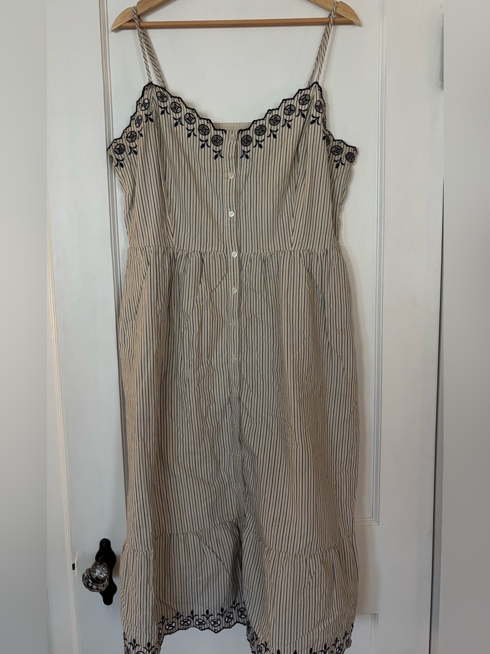Madewell Embroidered Jardin Midi Dress Dark Chambray G5605 - Pockets!!